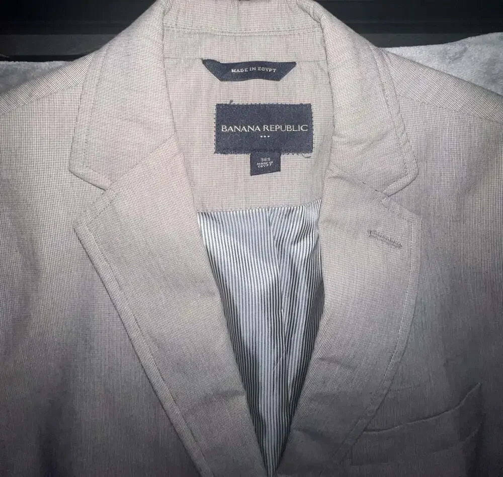 Banana Republic Men's Gray Houndstooth Two-Button Sport Coat Blazer Size 38S